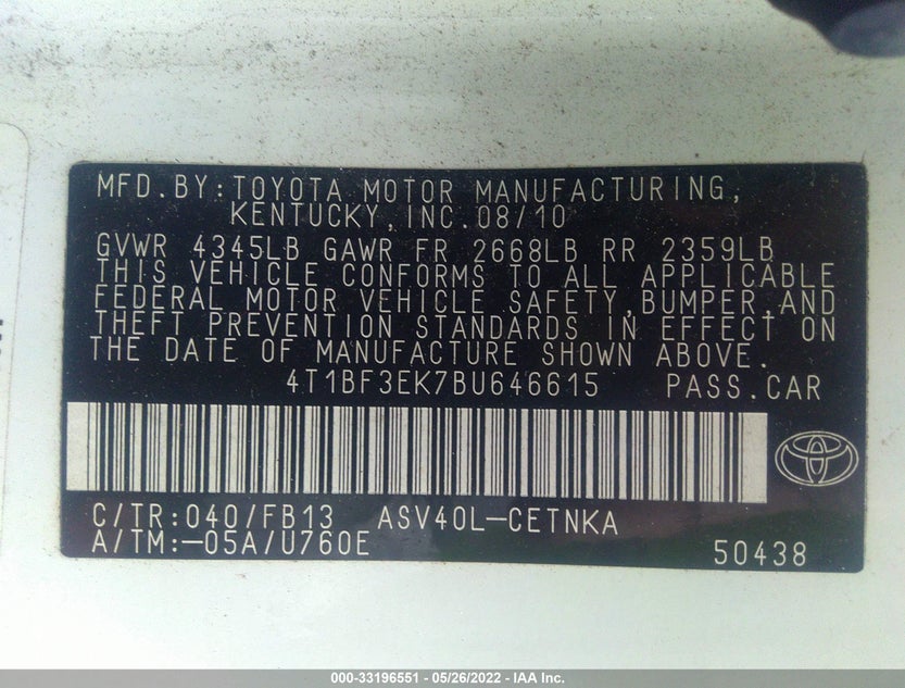 4T1BF3EK7BU646615