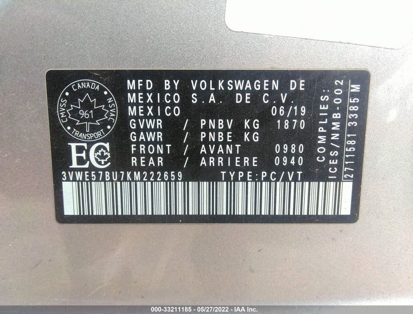 3VWE57BU7KM222659