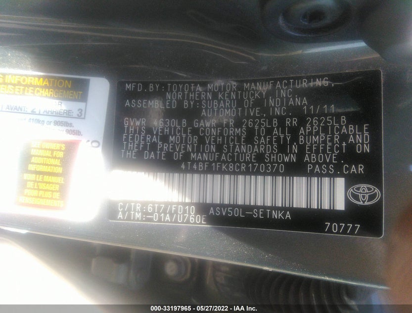 4T4BF1FK8CR170370