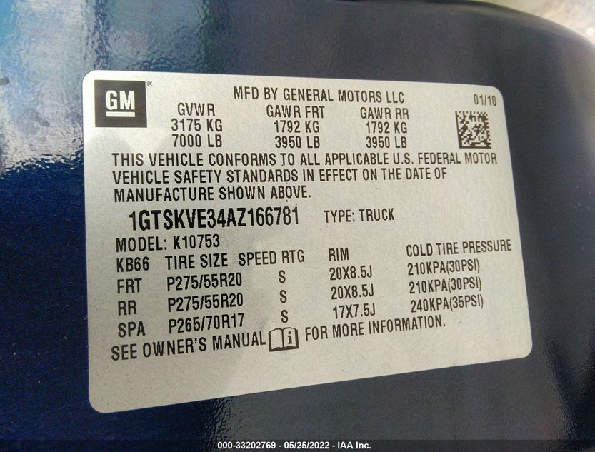 1GTSKVE34AZ166781