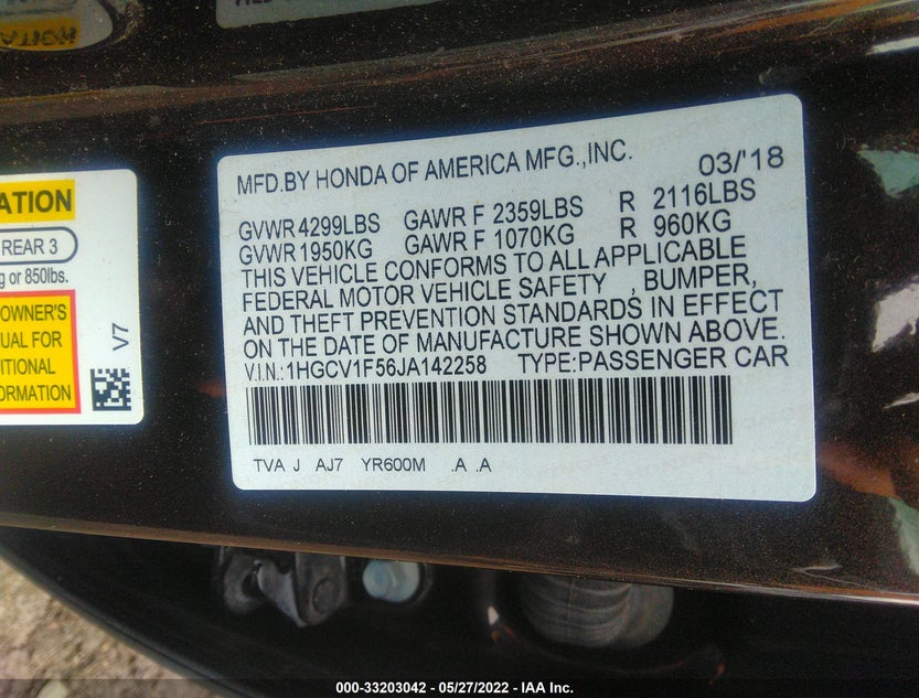 1HGCV1F56JA142258