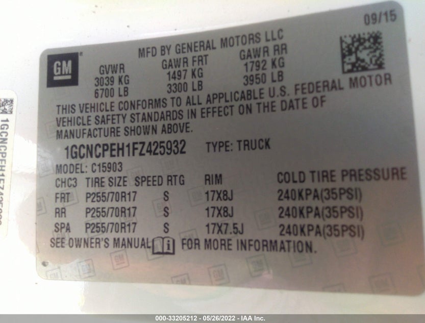 1GCNCPEH1FZ425932