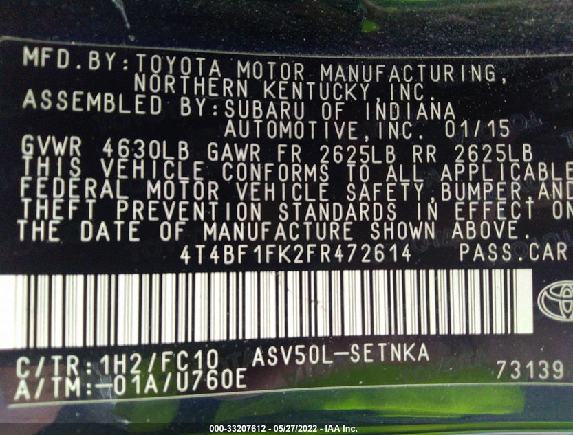 4T4BF1FK2FR472614