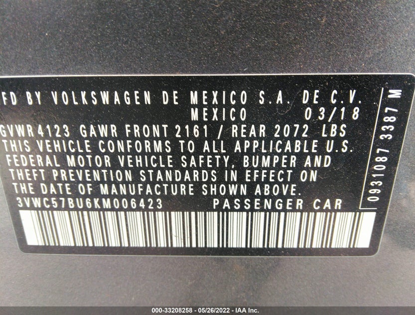 3VWC57BU6KM006423