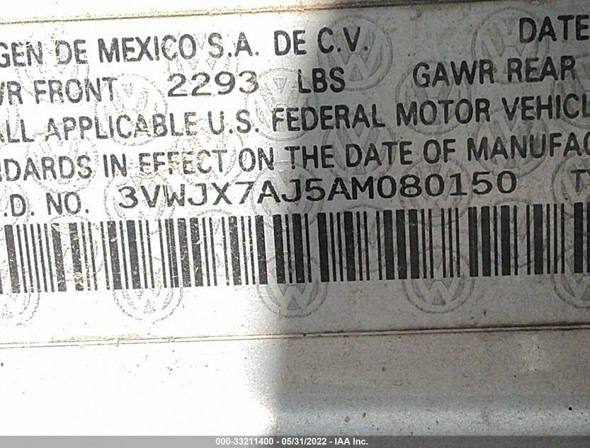 3VWJX7AJ5AM080150