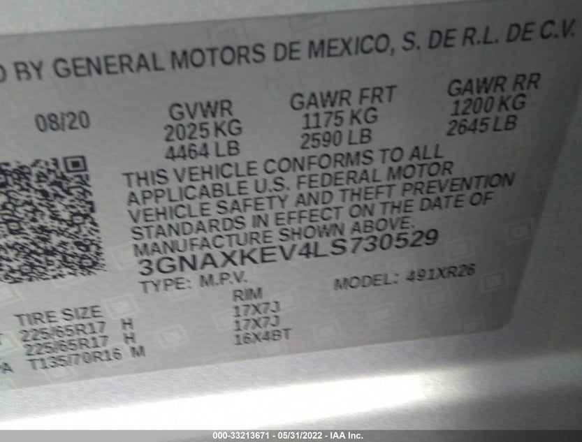 3GNAXKEV4LS730529