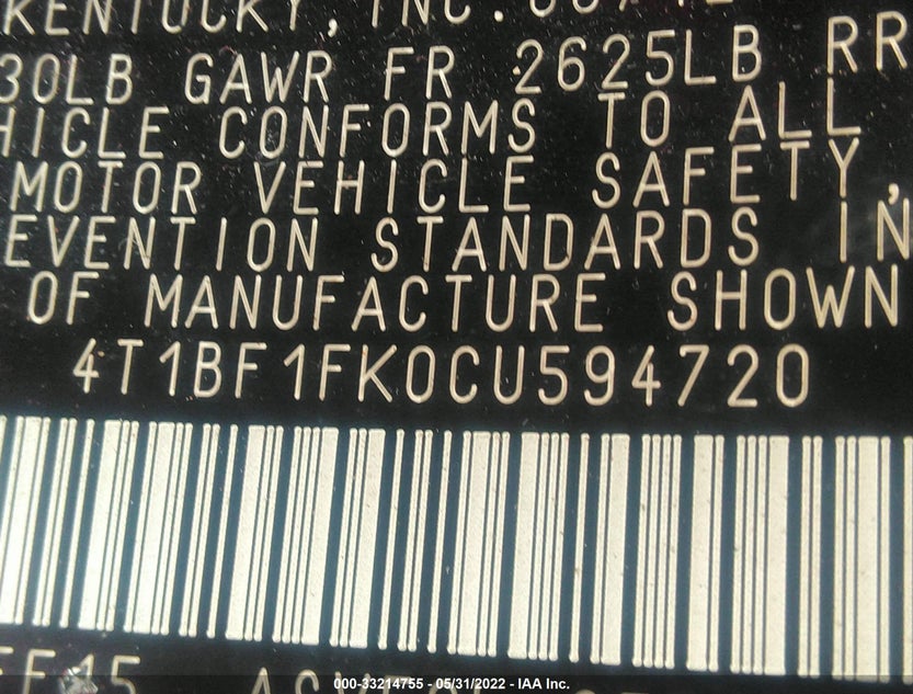 4T1BF1FK0CU594720