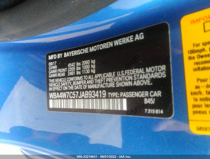 WBA4W7C57JAB93419