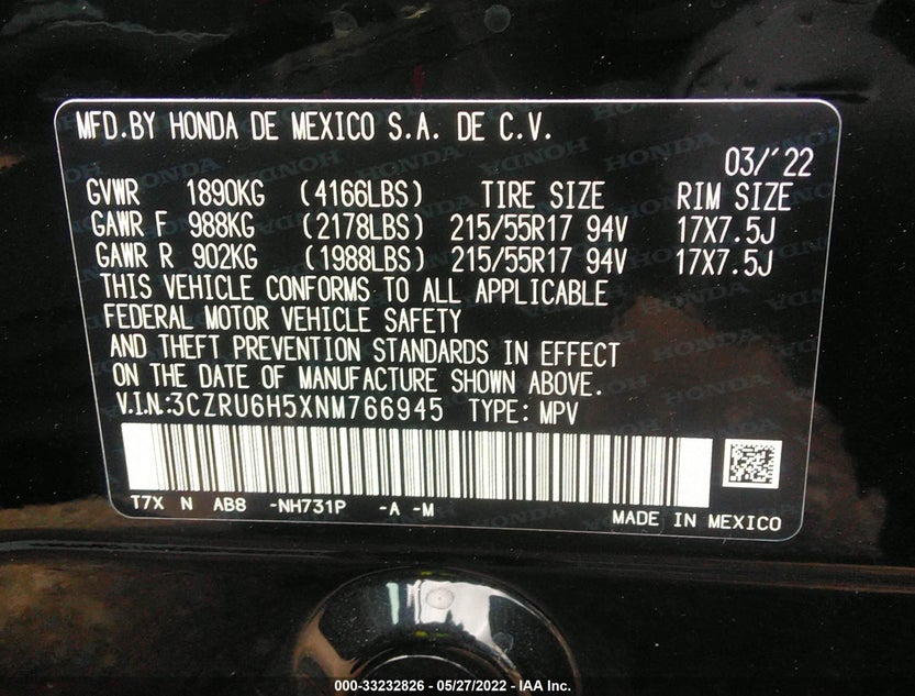 3CZRU6H5XNM766945