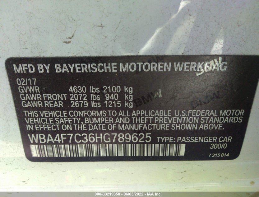 WBA4F7C36HG789625