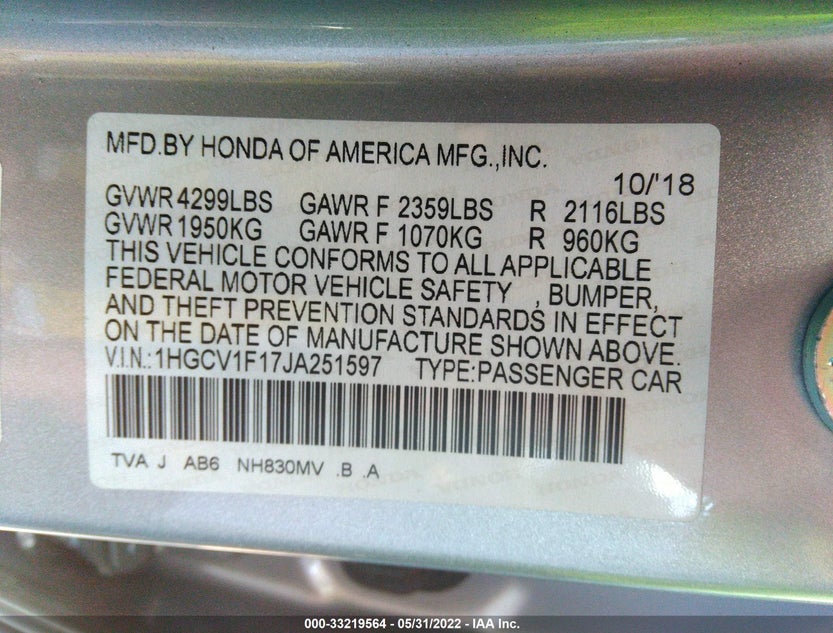 1HGCV1F17JA251597