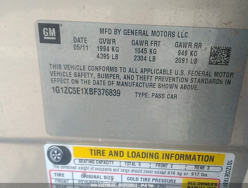 1G1ZC5E1XBF376839