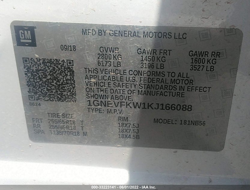 1GNEVFKW1KJ166088