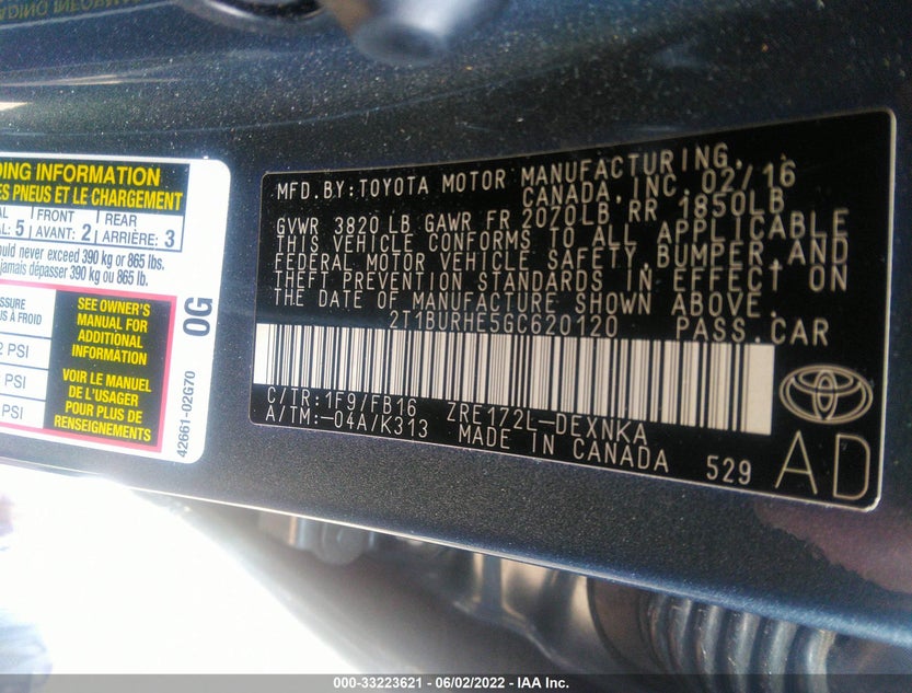 2T1BURHE5GC620120