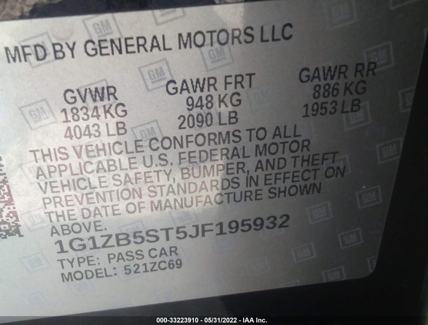 1G1ZB5ST5JF195932