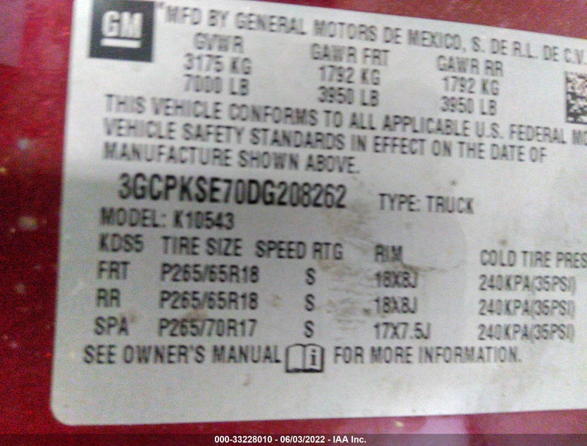 3GCPKSE70DG208262