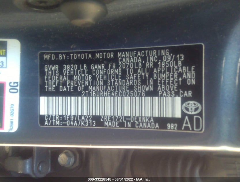 2T1BURHE4EC025076