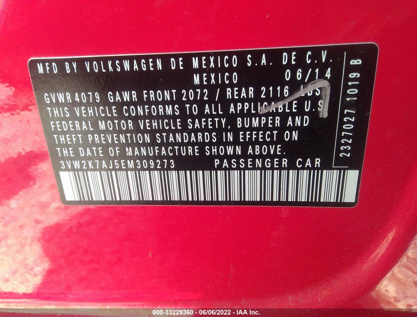 3VW2K7AJ5EM309273