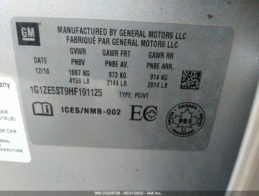 1G1ZE5ST9HF191125