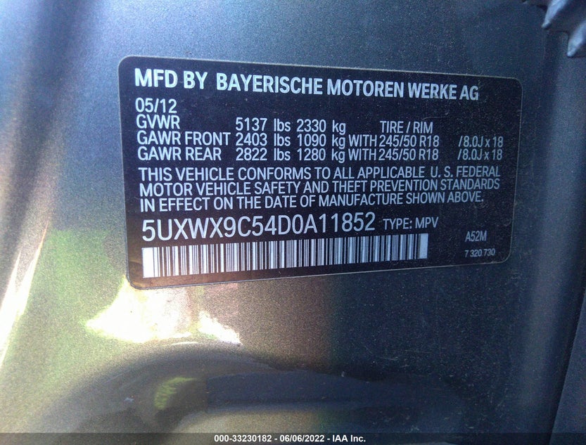 5UXWX9C54D0A11852