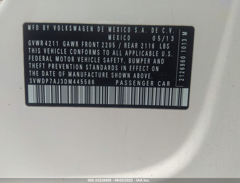 3VWDP7AJ3DM445586