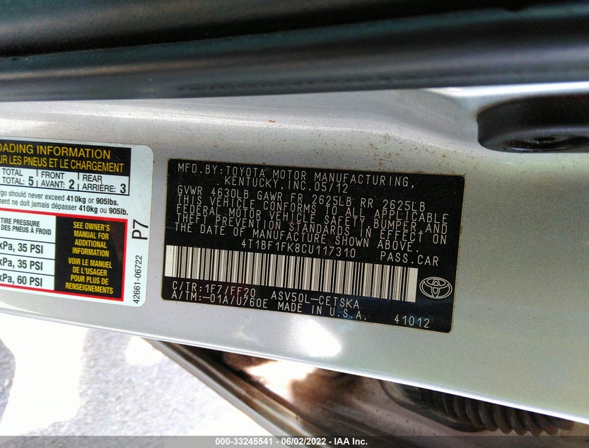 4T1BF1FK8CU117310