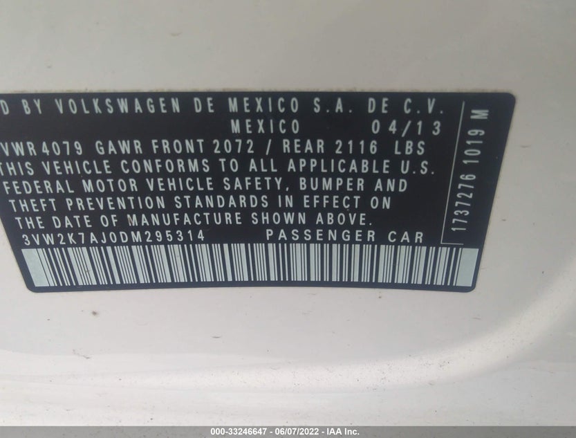 3VW2K7AJ0DM295314