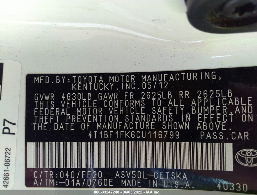 4T1BF1FK6CU116799