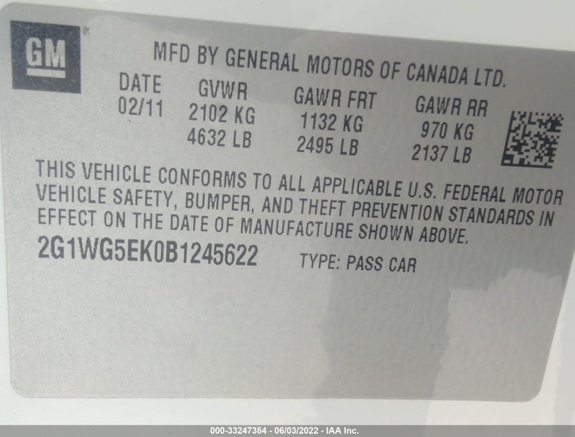 2G1WG5EK0B1245622