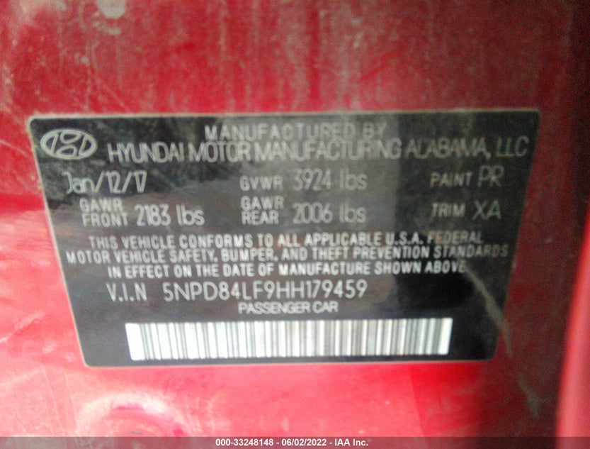 5NPD84LF9HH179459