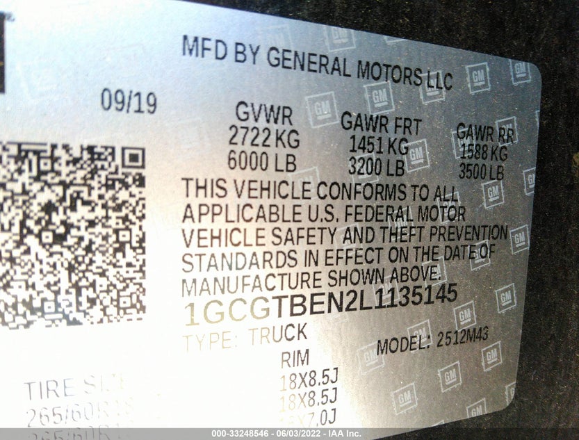 1GCGTBEN2L1135145