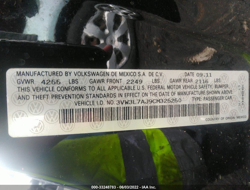 3VW3L7AJ9CM325250