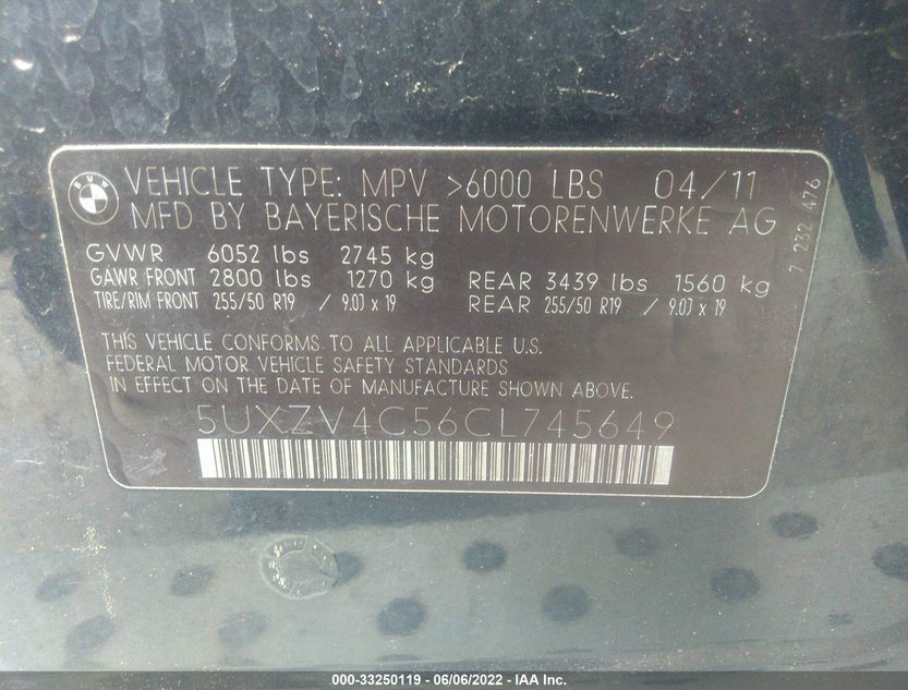 5UXZV4C56CL745649