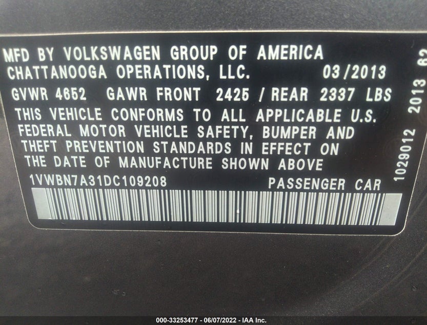 1VWBN7A31DC109208