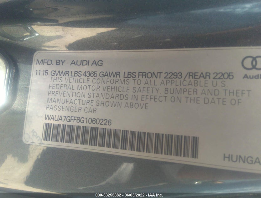 WAUA7GFF8G1060226