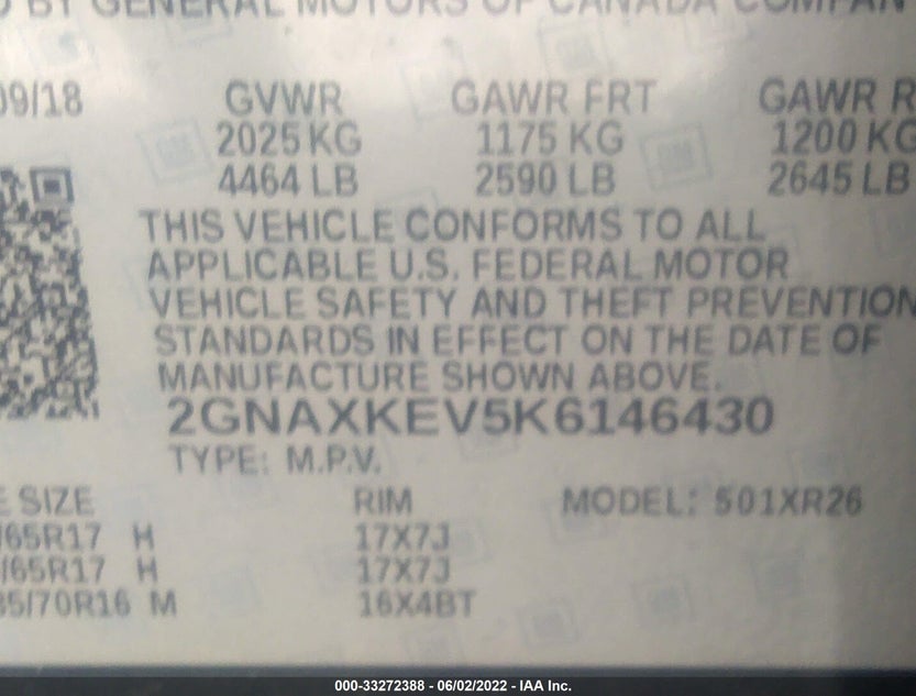 2GNAXKEV5K6146430