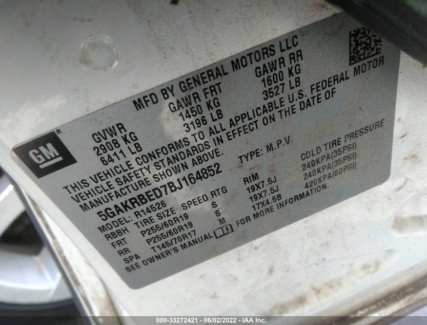 5GAKRBED7BJ164852