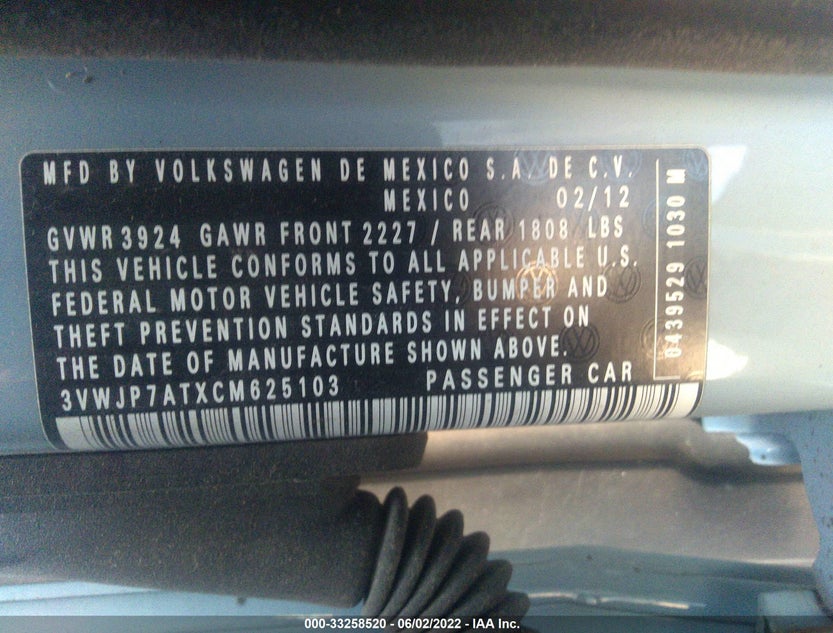 3VWJP7ATXCM625103