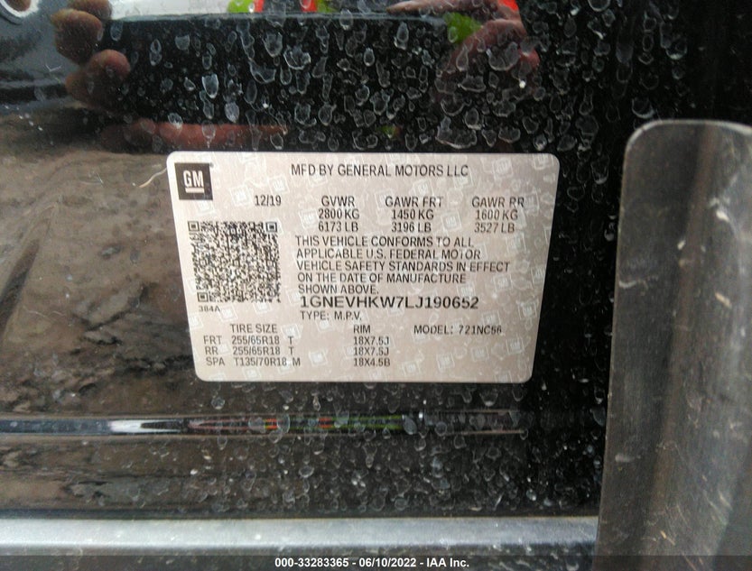 1GNEVHKW7LJ190652