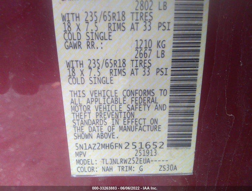 5N1AZ2MH6FN251652