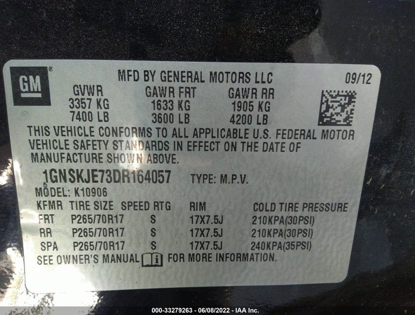 1GNSKJE73DR164057