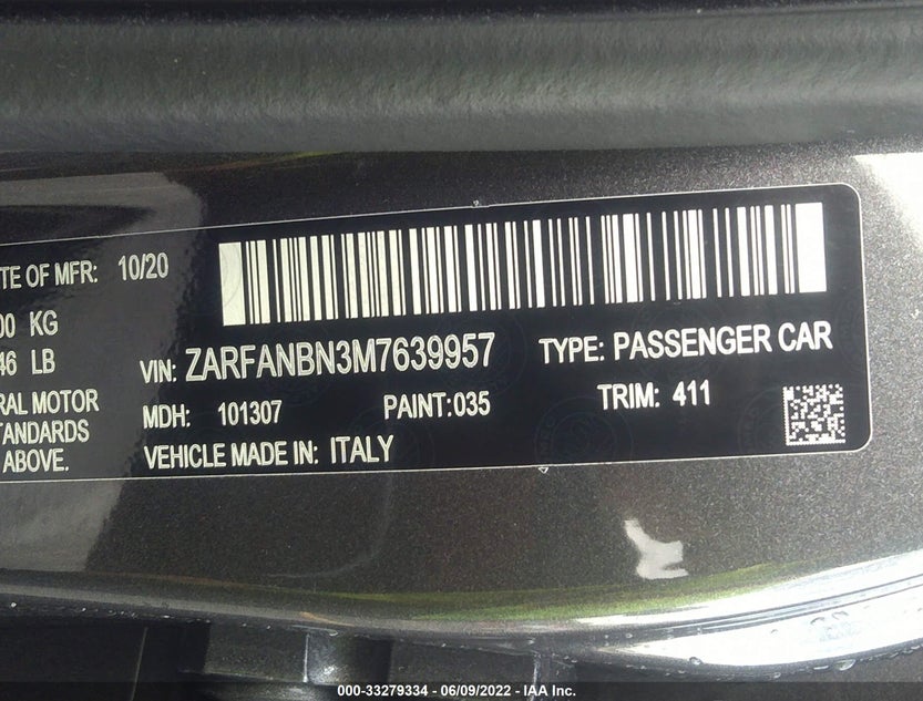 ZARFANBN3M7639957
