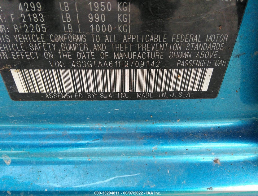 4S3GTAA61H3709142