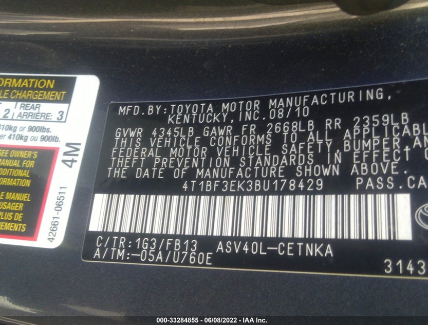 4T1BF3EK3BU178429