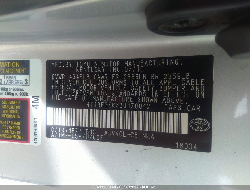 4T1BF3EK7BU170012