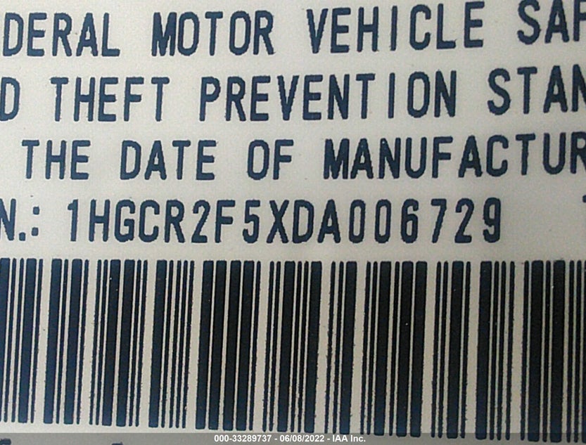 1HGCR2F5XDA006729