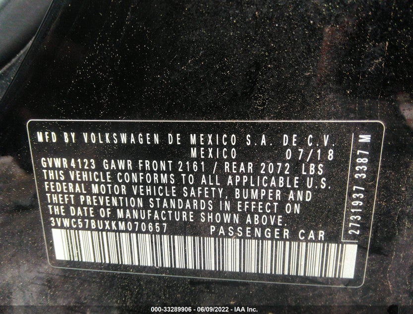 3VWC57BUXKM070657
