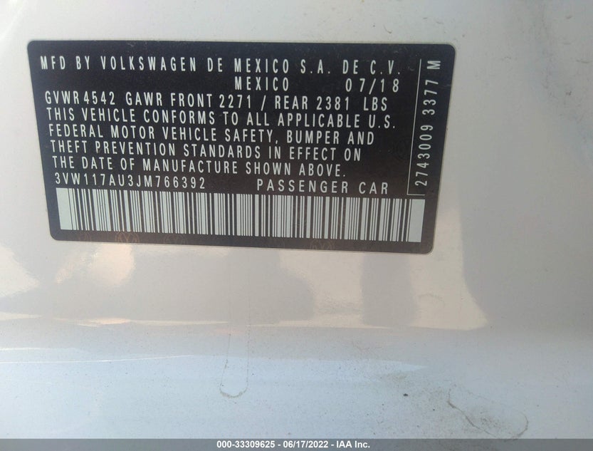 3VW117AU3JM766392