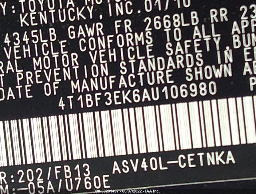 4T1BF3EK6AU106980