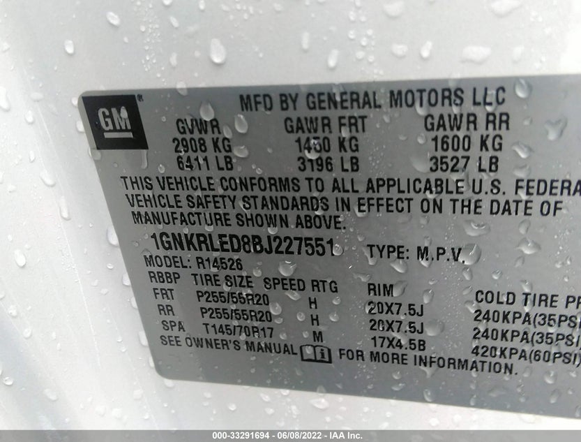 1GNKRLED8BJ227551